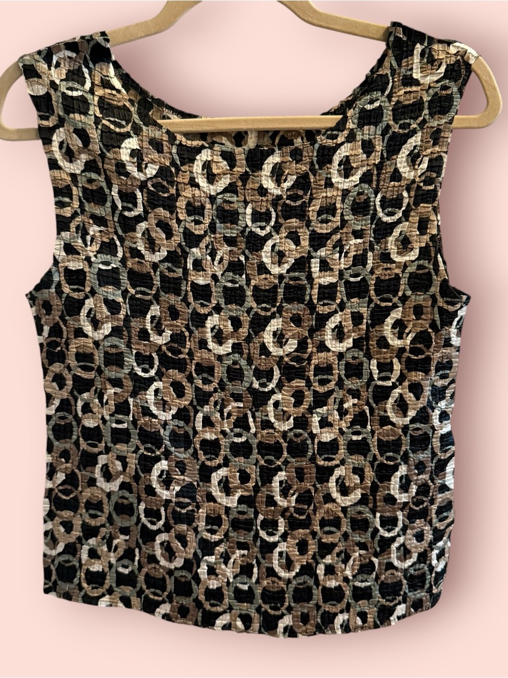 Casual Corner Crinkle Stretch Tank Top M Abstract Geometric